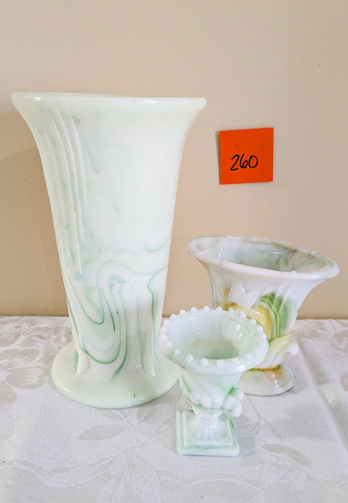 260. (3) Akro Agate Vases