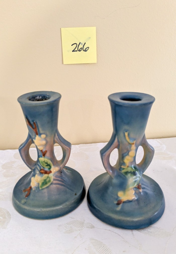 266. (2) Roseville Candleholders