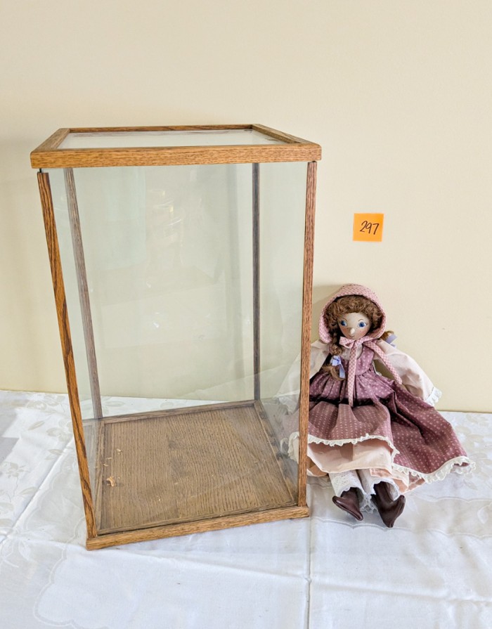 297. Glass Display Case + Doll