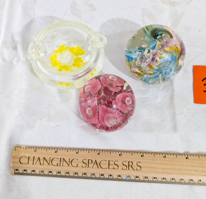 300. (2) Art Glass Paperweights + Ashtray - Image 3