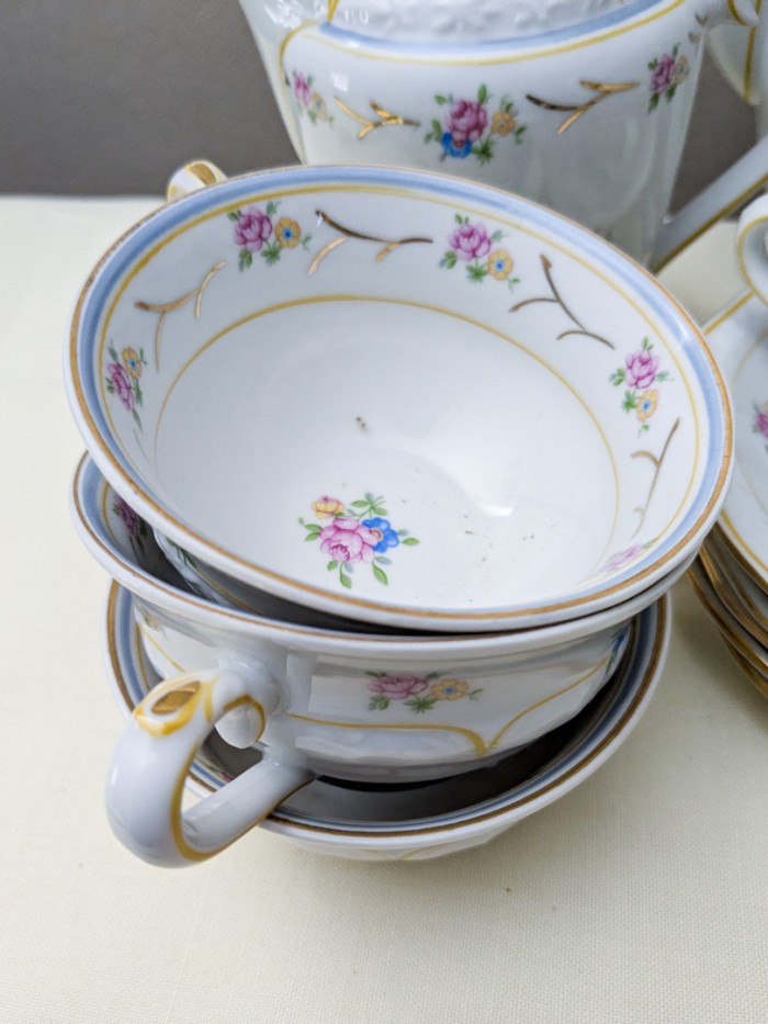 17. Bavarian China - (6) Luncheon Plates, (6) Teacups/Saucers, Teapot, Creamer + Sugar and Coffee Pot - Image 3