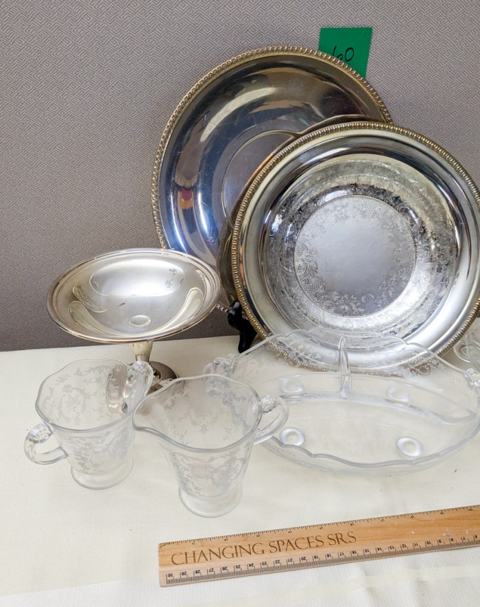 60. (3) Silverplate Pieces, Divided Dish, Sugar + Creamer and Bowl - Image 5