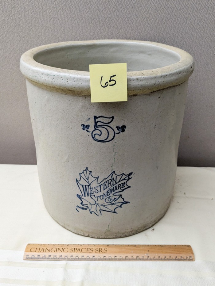 65. #5 Western Stoneware Crock - Image 4