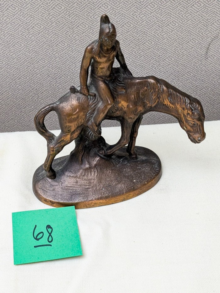 68. 6" Bronze Native American Sculpture - Image 4