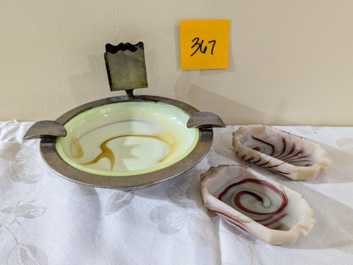 367. (3) Akro Agate Ashtrays