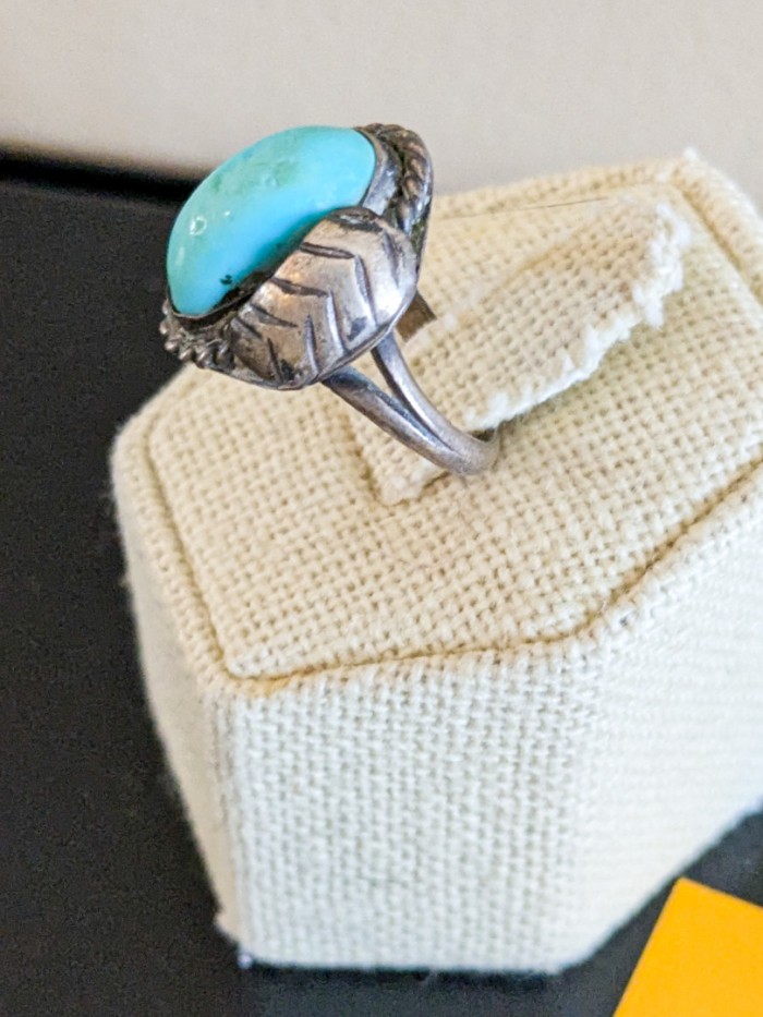 329. Sterling Silver + Turquoise Ring - Size 6.5 - Image 3