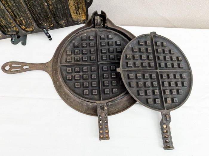 144. Cast Iron Waffle Maker + Cornbread Pan - Image 2