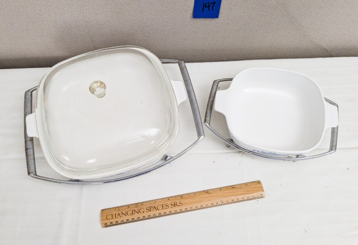 147. (2) Corning Ware Casseroles w/ Holders - Image 6