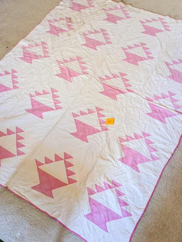 162. Vintage Pink + White Quilt