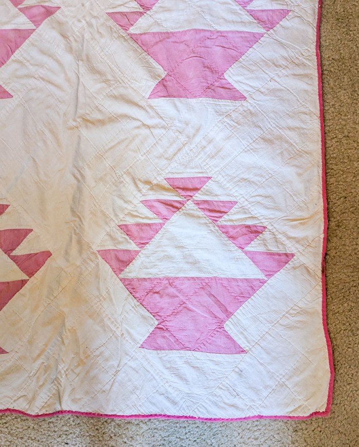 162. Vintage Pink + White Quilt - Image 2