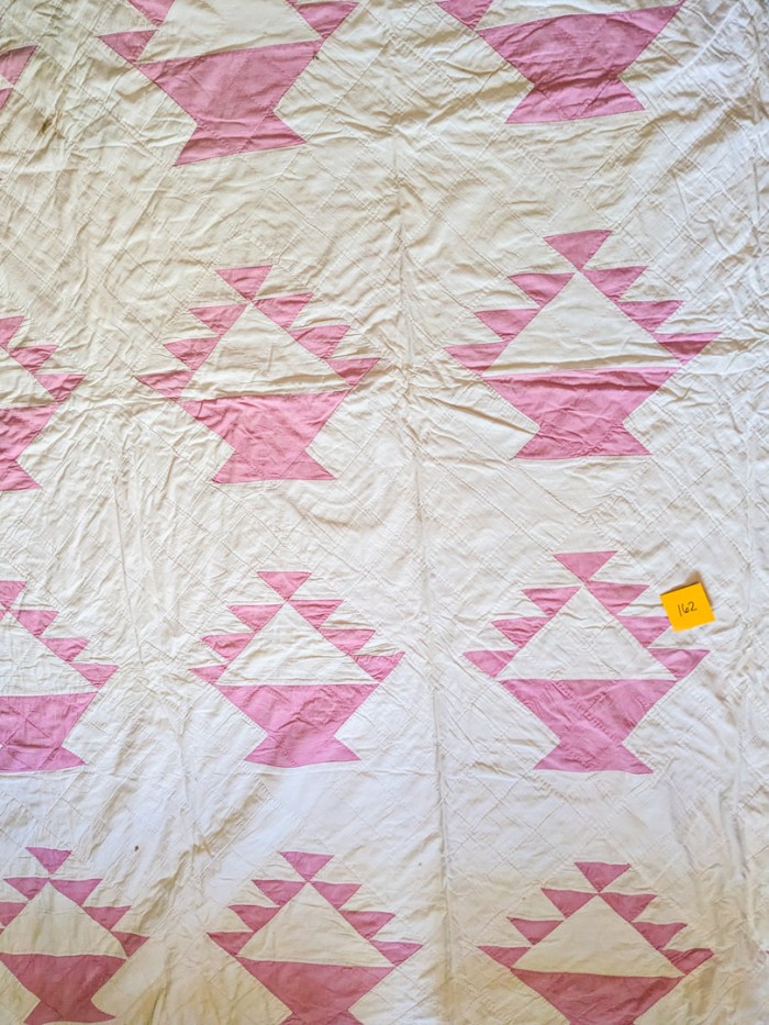 162. Vintage Pink + White Quilt - Image 6