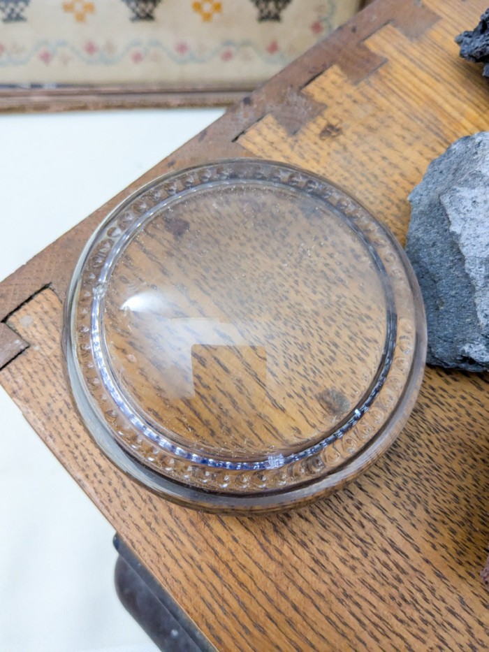 165. Needlework, Oil Lamp, Rocks, Drawer + Magnifier - Image 6