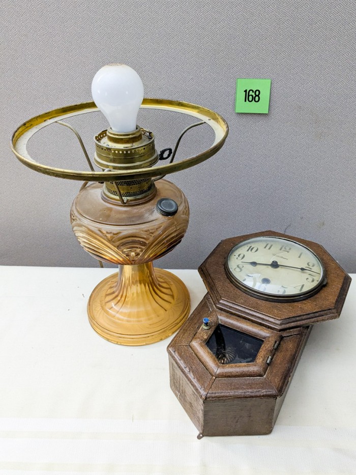 168. Oil Lamp + Waterbury Wall Clock