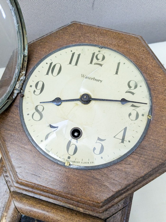 168. Oil Lamp + Waterbury Wall Clock - Image 4