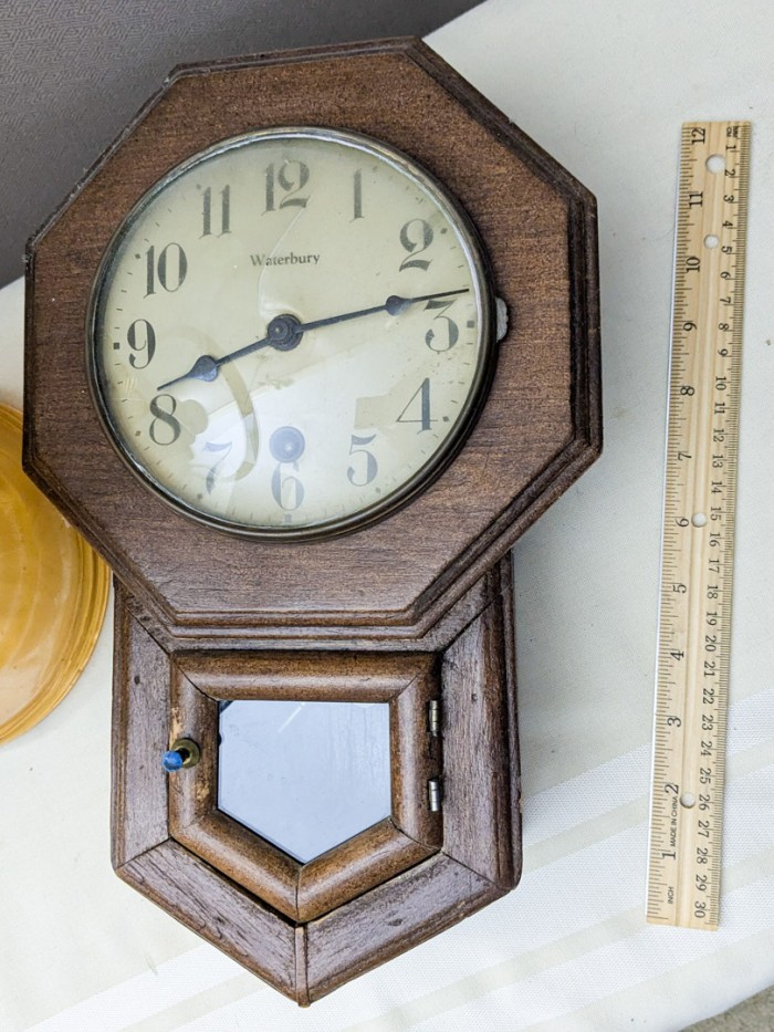 168. Oil Lamp + Waterbury Wall Clock - Image 9