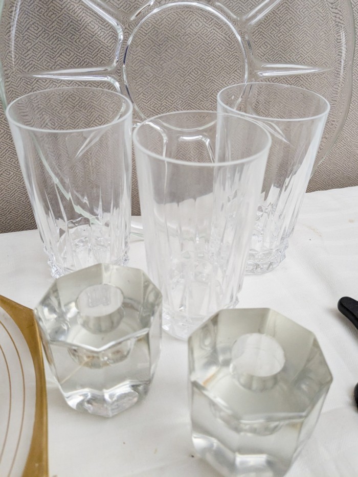 174. (8) Tumblers, (3) Short Tumblers, Plate, Candleholder + (2) Trays - Image 7