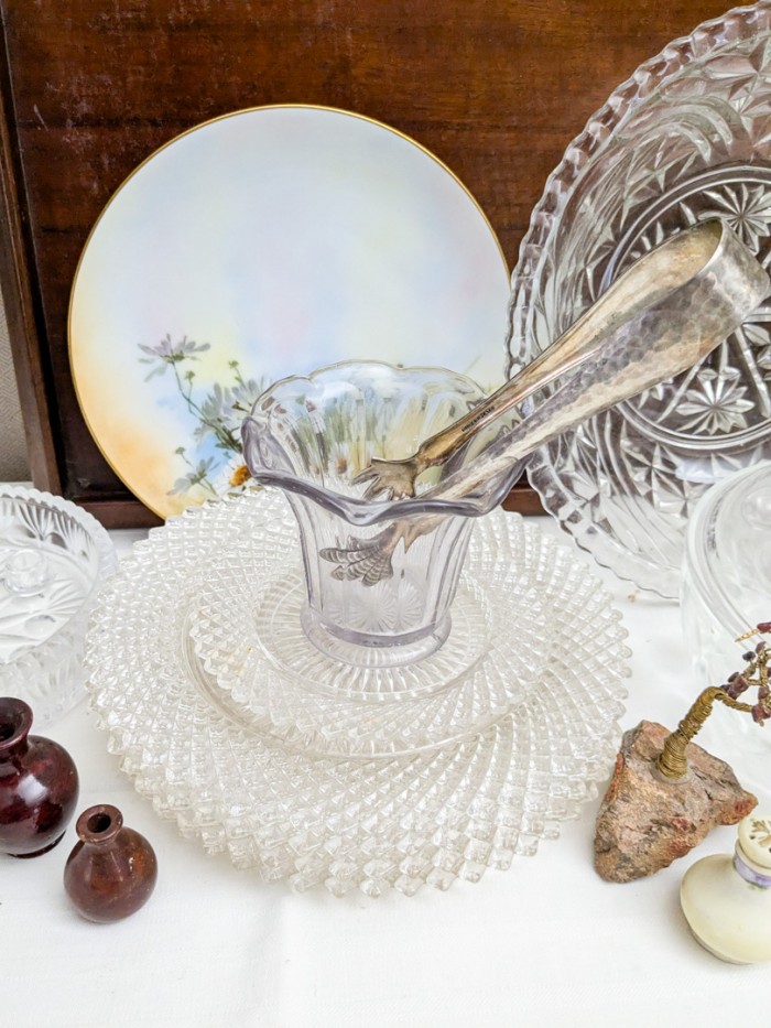 377. Wood Tray, Glass Plates, Bowls, Covered Dish, Salt + Pepper Set and Miniatures - Image 5