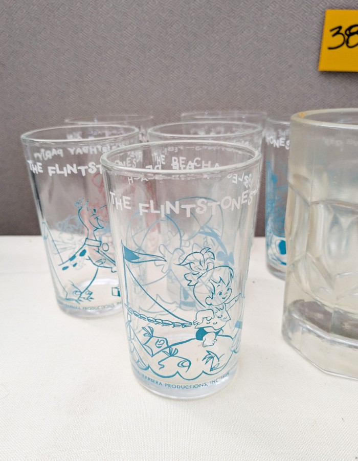 388. Vintage Beer + Flintstone Glasses - Image 2