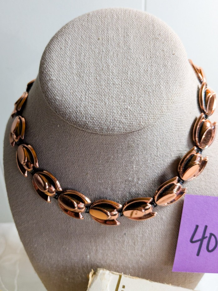 402. Vintage Renoir Copper Necklace, Bracelet, Brooch, Earrings + Vanity Piece - Image 3