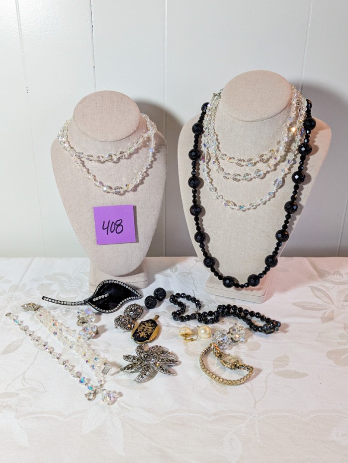 408. (6) Necklaces, (2) Brooches, Watch, Pendant, (2) Brooches + (5) Earrings