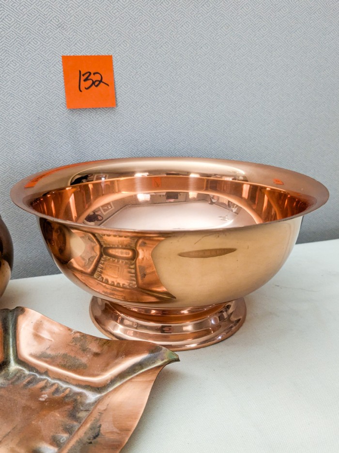 132. Copper Bowl, Watering Can + Sm. Tray - Image 2