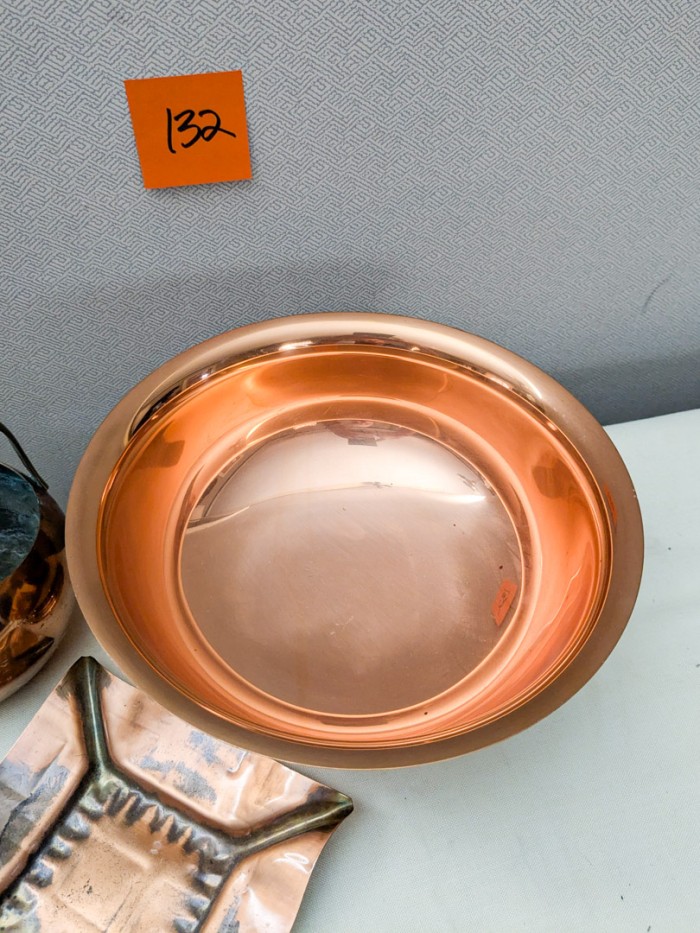 132. Copper Bowl, Watering Can + Sm. Tray - Image 3