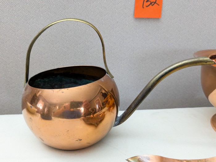 132. Copper Bowl, Watering Can + Sm. Tray - Image 4