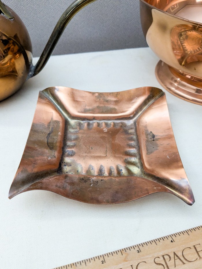 132. Copper Bowl, Watering Can + Sm. Tray - Image 5