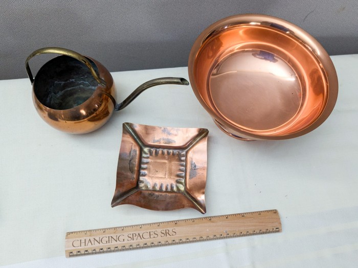 132. Copper Bowl, Watering Can + Sm. Tray - Image 6