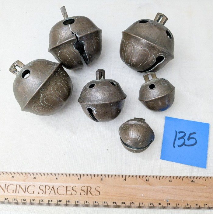 135. (6) Antique Brass Bells - Image 4