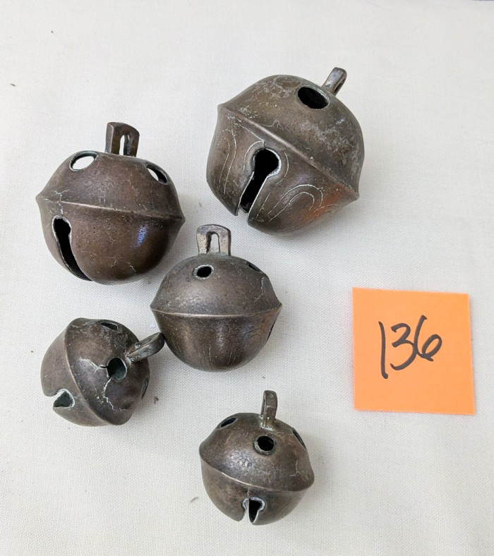 136. (5) Antique Brass Bells