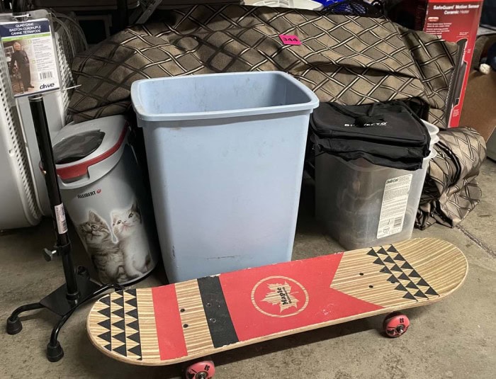 344. Leftover Lot - Skateboard, Cane, Curtains, Etc. (fans not included)