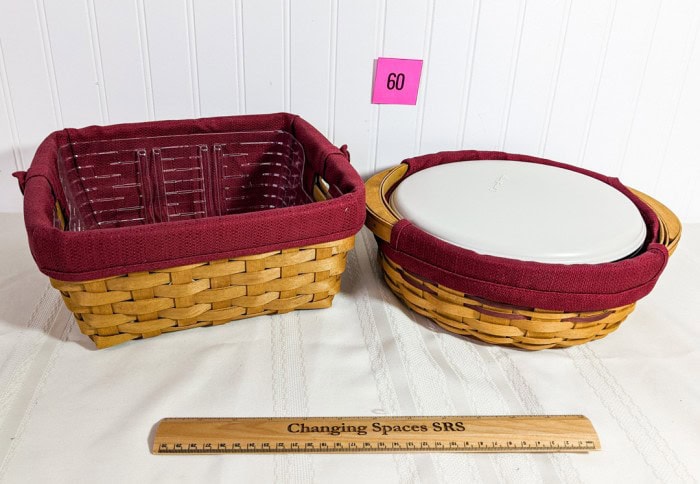 60. Longaberger Chip + Dip and Round Basket