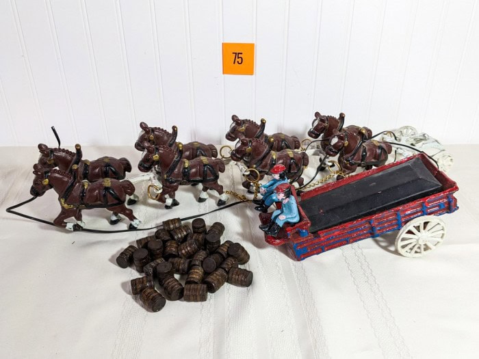 75. Cast Iron Antique Horse + Wagon