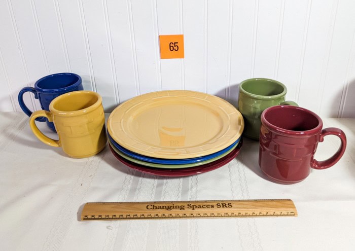 65. (4) Longaberger Dinner Plates + Mugs