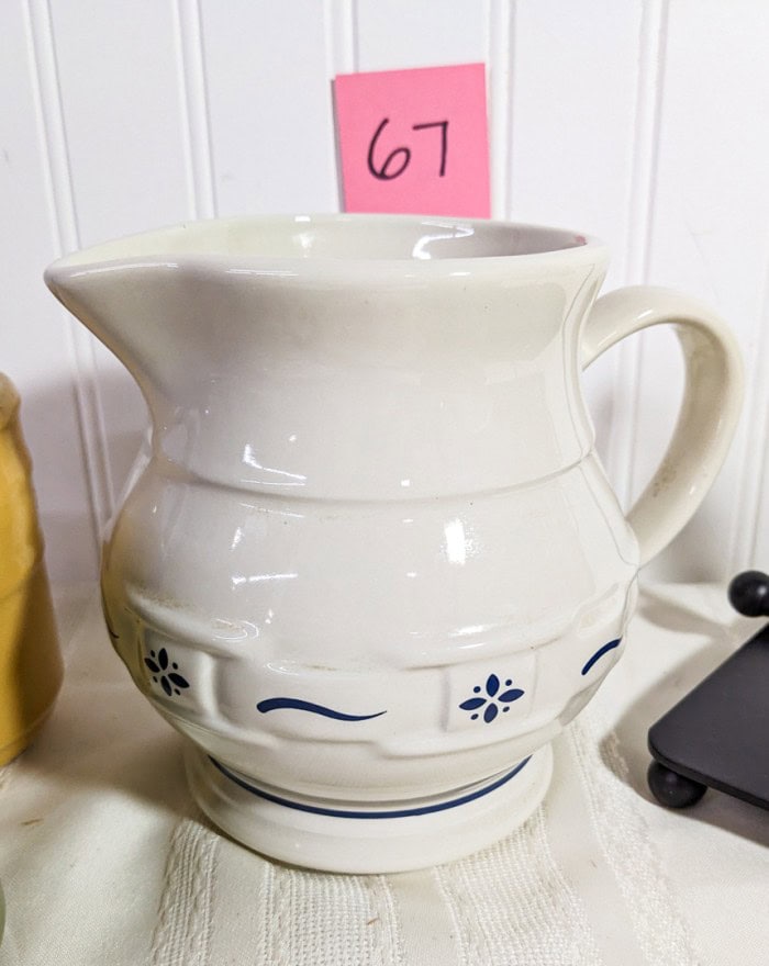 67. (4) Longaberger Cups, Divided Basket, Pitcher + Napkin Holder - Image 4