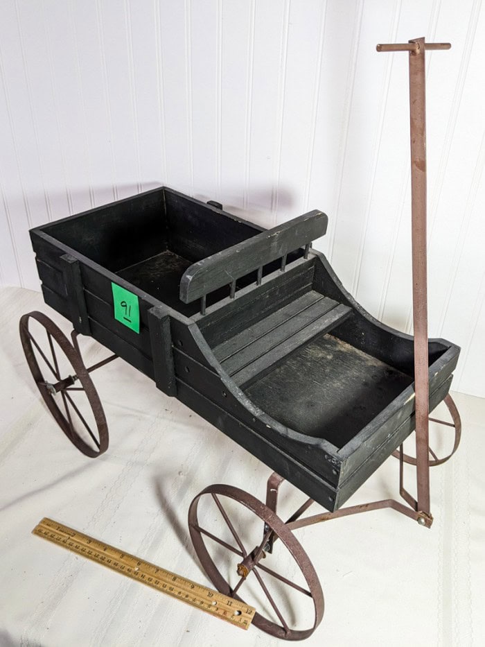 91. Wood + Metal Wagon - Image 3