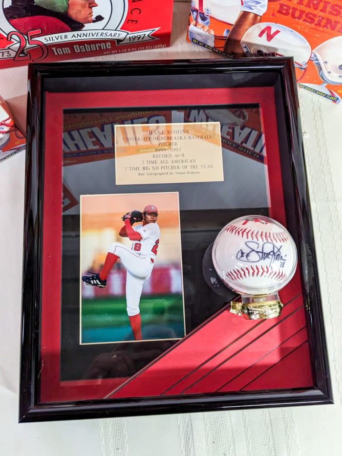 104. Husker Shane Komie Signed Ball + Photo and (3) Husker Wheaties Boxes - Image 2