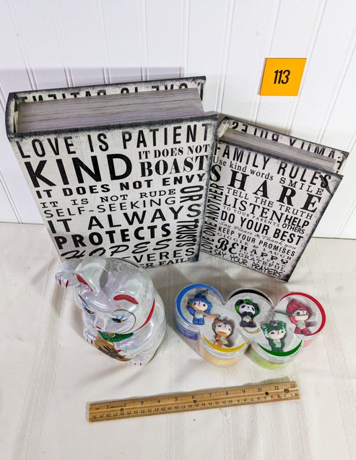 113.  Coin Bank, Olympics Keychains + Decor - Image 9