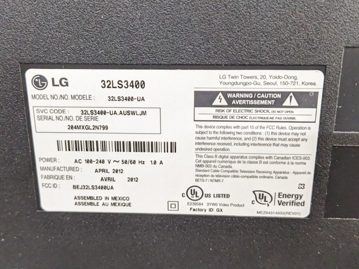 129. 32" LG Television (no remote) - Image 3