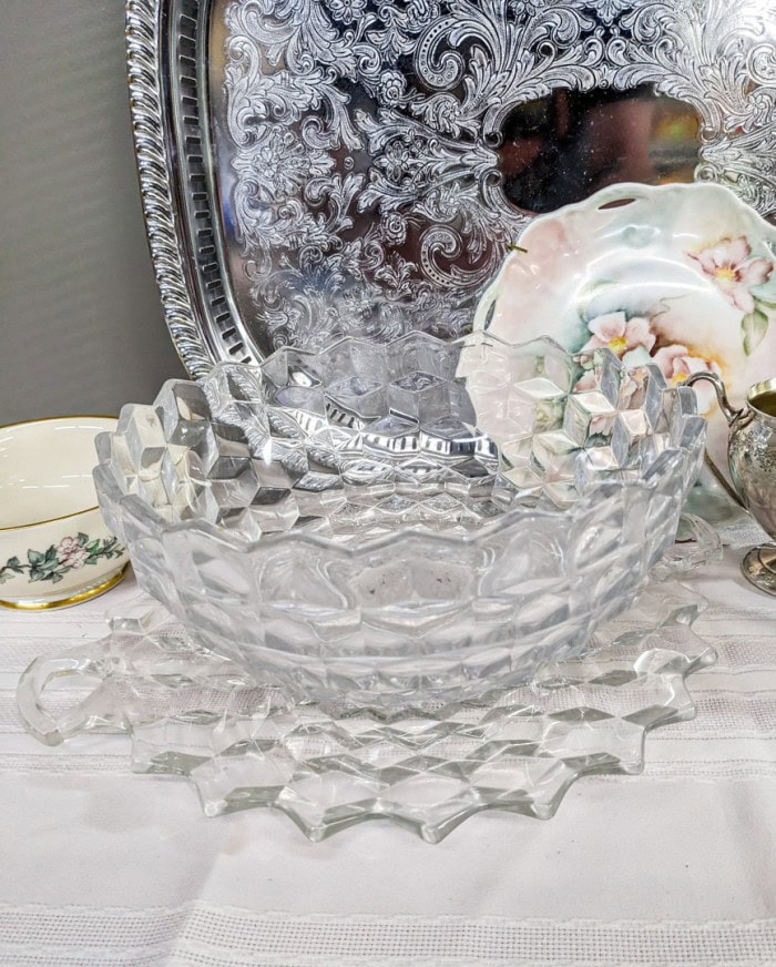 140. Silverplate Tray, Creamer + Sugar and Dishes - Image 2