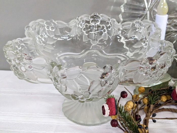 144. Glass Pedestal Bowl, Tray + Christmas Decor - Image 2