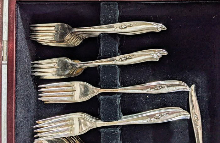 154. Rogers + Sons Flatware - (14) Dinner Forks, (14) Salad Forks, (15) Spoons, (8) Lg. Spoons, (14) Knives + (6) Serving Pcs. - Image 7