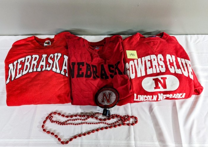 190. Vintage Husker Shirt + (2) Sweatshirts - Size L and Nightlight