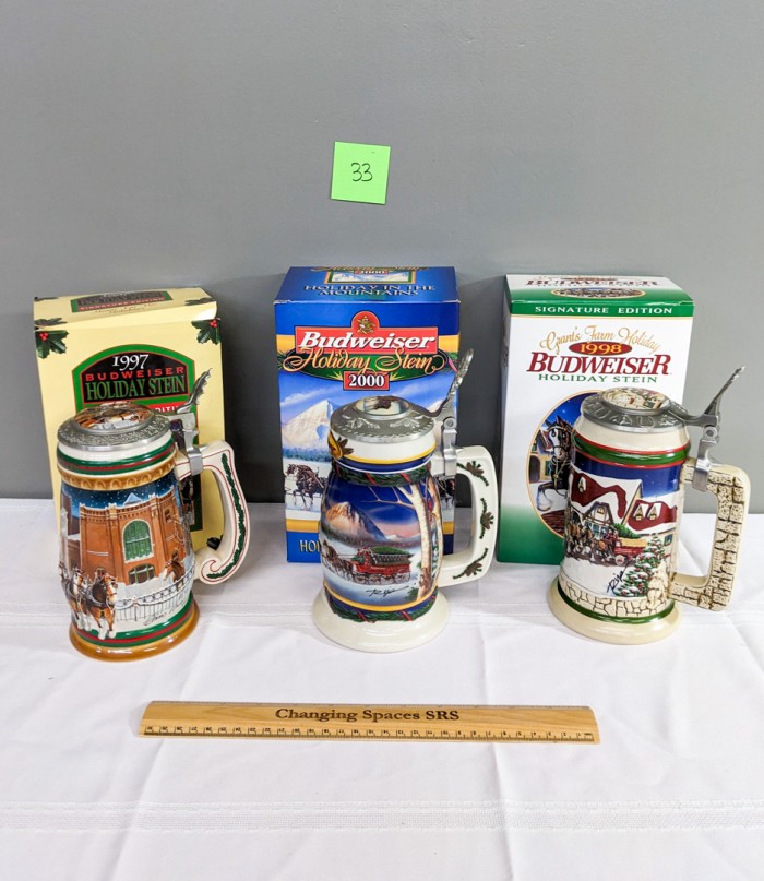 33. (3) Budweiser Beer Steins