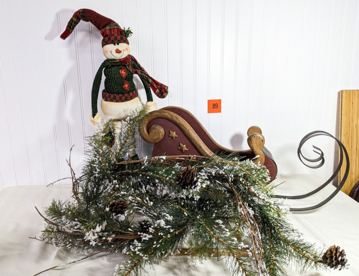 89. Sled, Snowman + Greenery