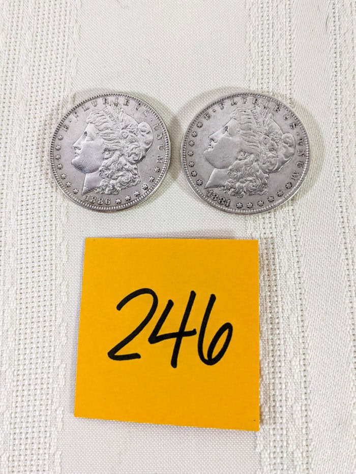 246. (2) Morgan Silver Coins (1881 + 1886)