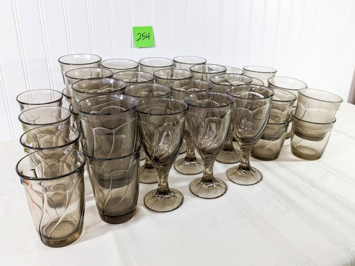 254. (12) Tumblers, (12) Wine Glasses + (12) Short Glasses