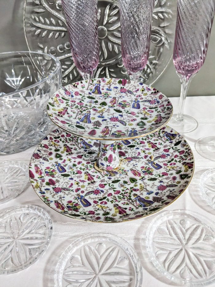 255. 2-Tiered Server, Lenox Bowl, (4) Champagne Glasses, Platter + Coasters - Image 5