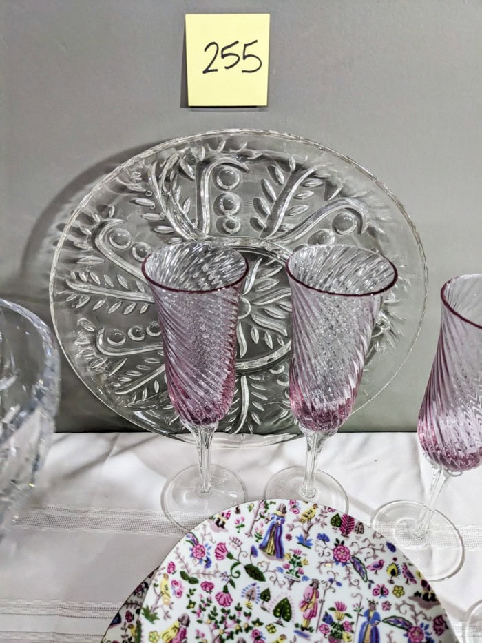 255. 2-Tiered Server, Lenox Bowl, (4) Champagne Glasses, Platter + Coasters - Image 7